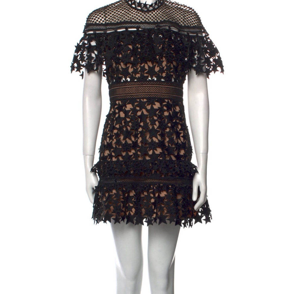 Self-Portrait Black and Tan Sheath Mini Dress